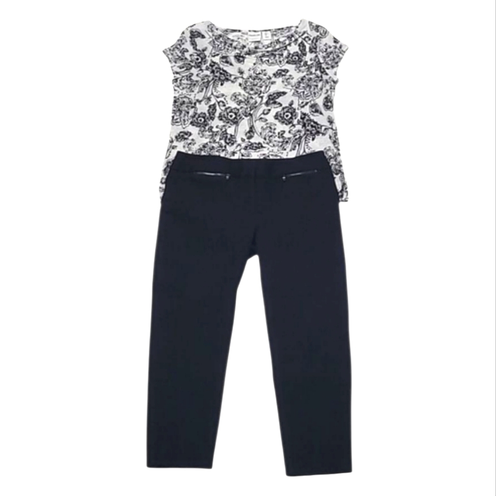 Ann Taylor Loft Julie Crop Ankle Pant Flat Front Mid Waist Rise Zip Faux Pockets